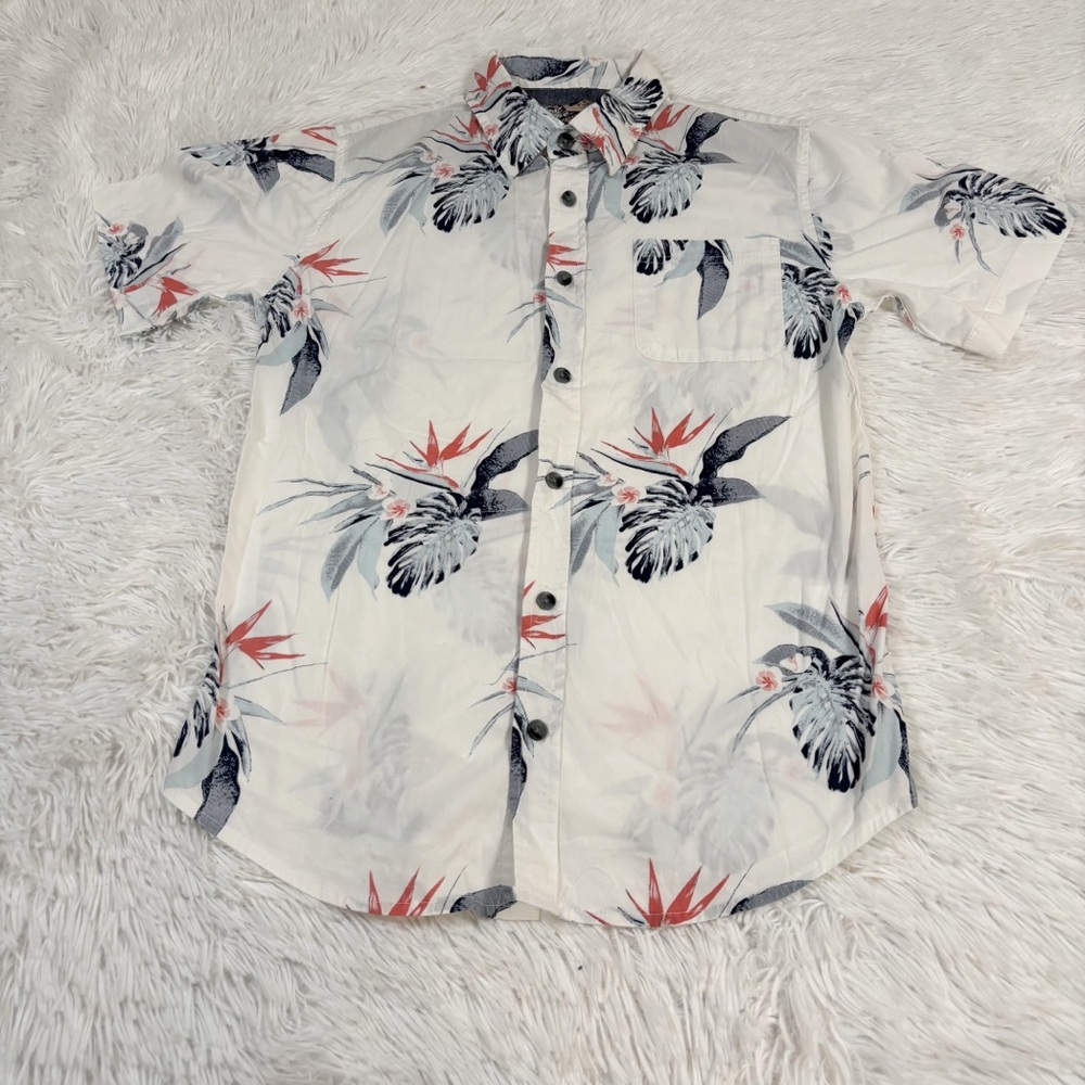 First Wave boy's short sleeve printed button up shirt size 14/16